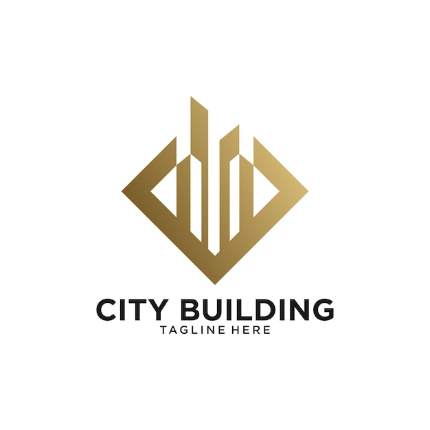 Modern gold city building logo design