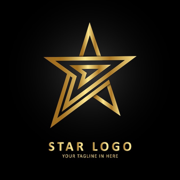 Concetto elegante del logo moderno della stella nascente dell'oro