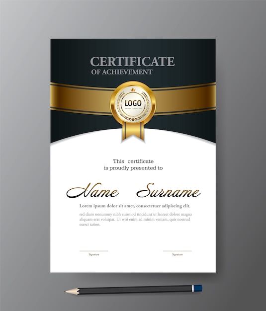 Modern golden certificate template