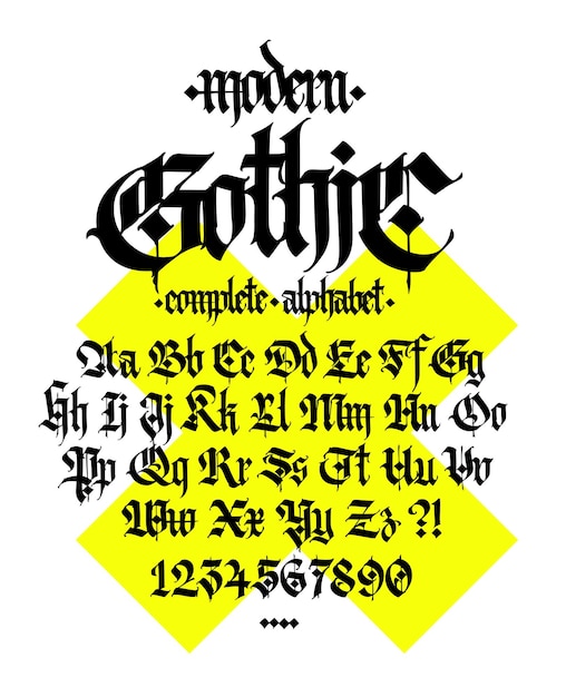 Modern gothic full english alphabet