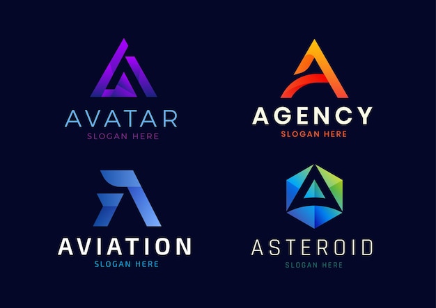 Modern gradient adaptive logo set