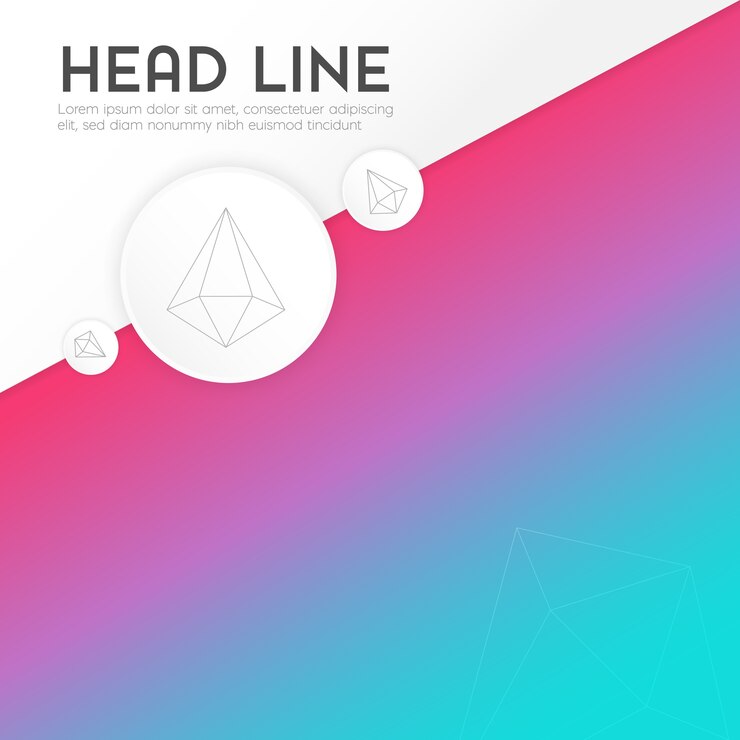 वेक्टर modern gradient banner from blue to pink color with headline tag in square style