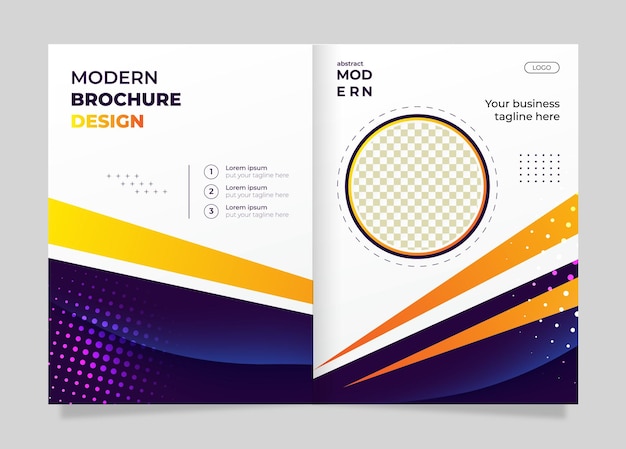 Modern gradient blue and orange purple background flyers (brochure) A4 with empty space for photo