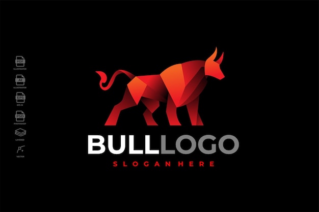 Modern Gradient Colorful Bull Ox Logo Template Illustration Vector
