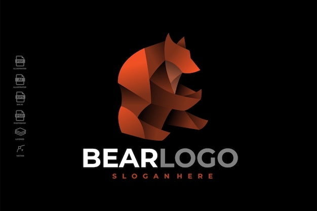 Vector modern gradient colorful grizzly bear logo template illustration vector