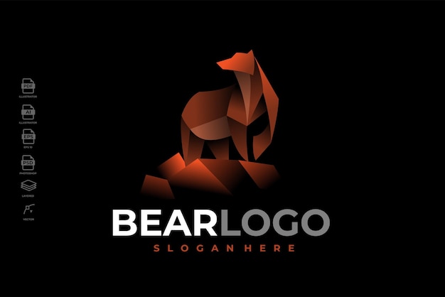 Vettore gradiente moderno colorato orso grizzly modello di logo illustrazione vettoriale