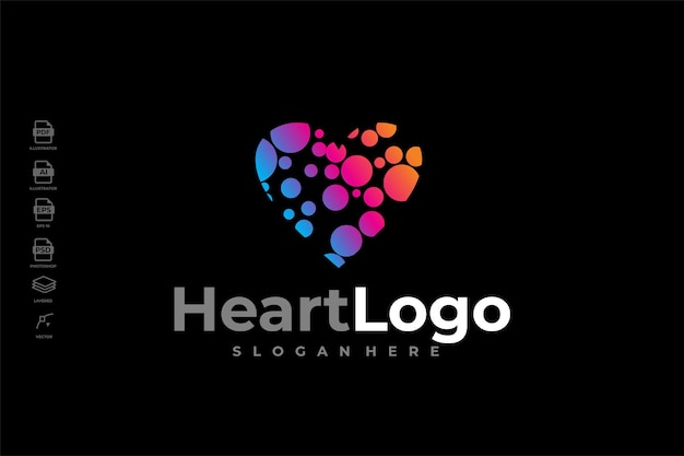 Modern Gradient Colorful Heart Care Logo Template Illustration Vector