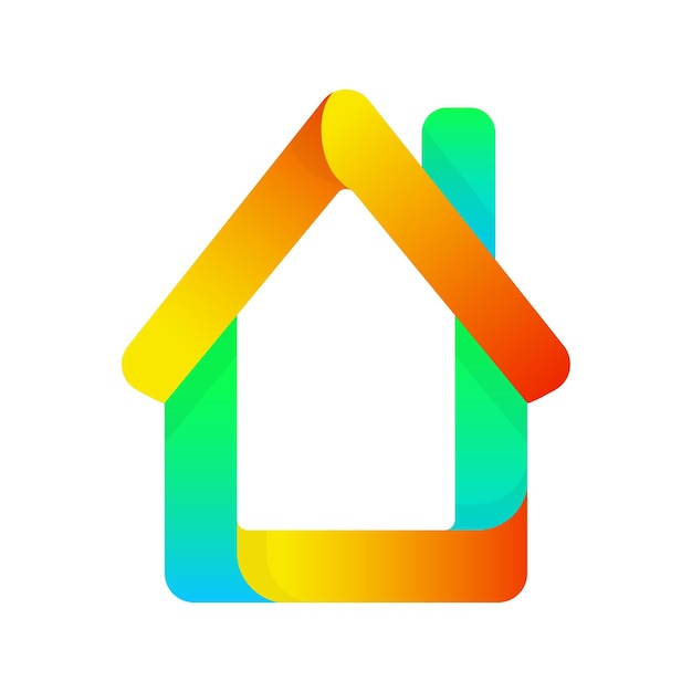 モダンなグラデーションのカラフルな家のロゴ ベクター デザイン要素