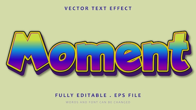 Modern gradient colorful word moment edotable text effect design