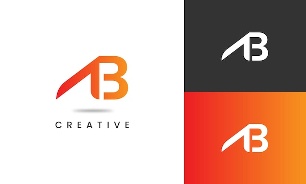 Modern gradiënt creatief beginletter a en b logo-ontwerp