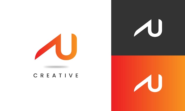 Modern gradient creative initial letter a and u logo design