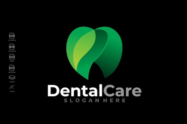 Modern Gradient Dental Care Clinic Tooth Logo Design Template Vector