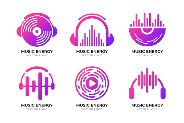 Vector modern gradient dj logo collection