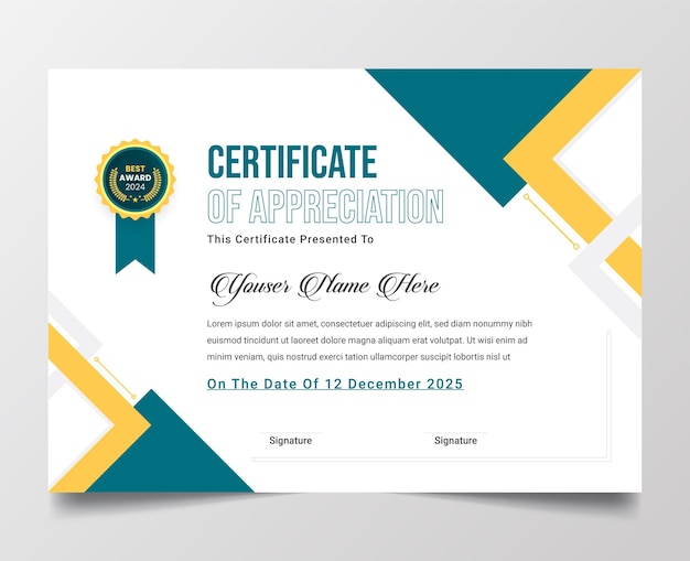 Vector modern gradient elegant certificate of achievement template.
