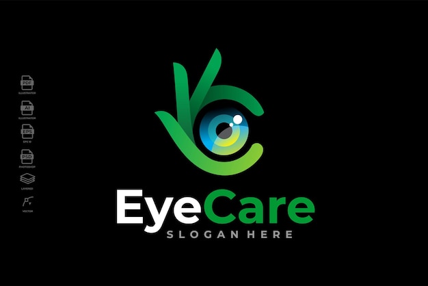 Vector modern gradient eye care vision vibrant logo design template vector