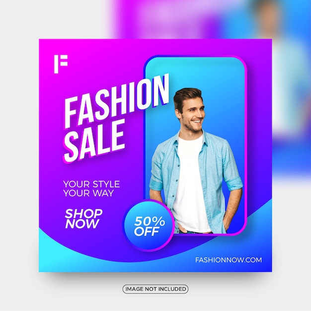 modern gradient fashion sale social media post template