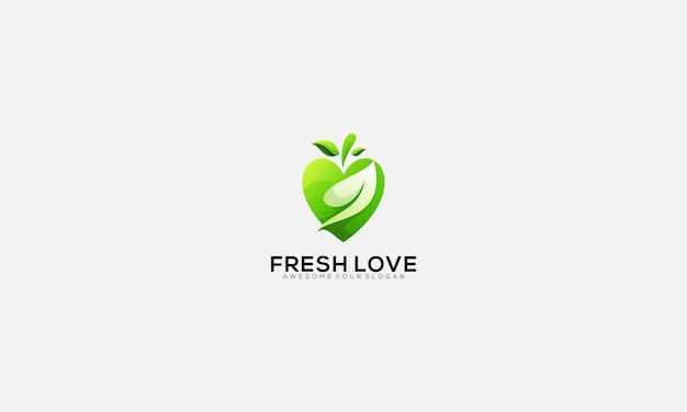 Modern Gradient Fresh Leaf Love logo design icon vector