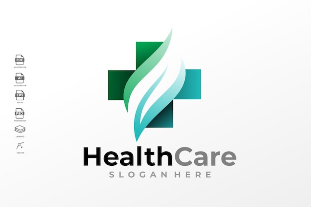 Modern Gradient Health Care Pharmacy Medical Logo Design Template Vector