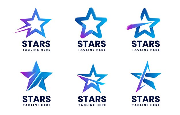 Modern gradient logo stars set collection