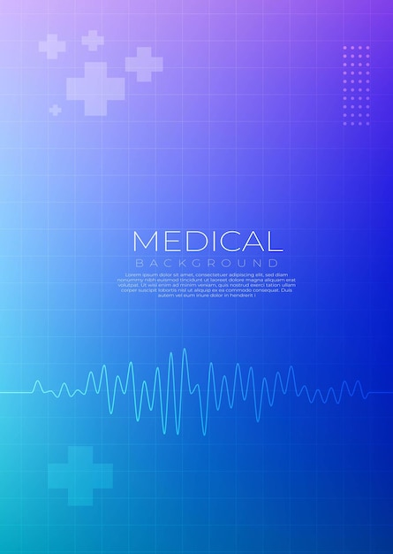 modern gradient medical background with ecg line and abstract cross symbols