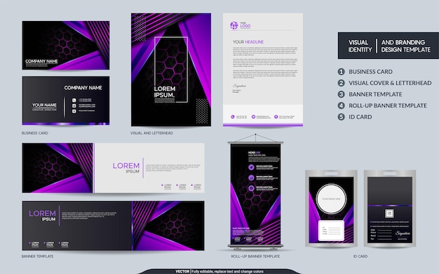 Современный набор макетов градиента и визуальная идентичность бренда с абстрактным перекрывающимся фоном слоев векторная иллюстрация макет для брендинга обложки продукта баннер события веб-сайт