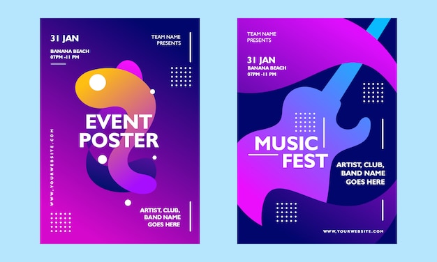 Vector modern gradient music flyer template