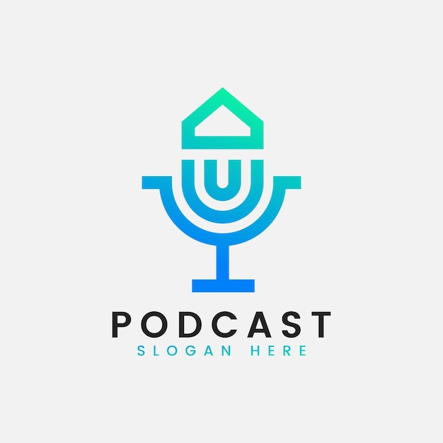 Modern gradient podcast logo design template