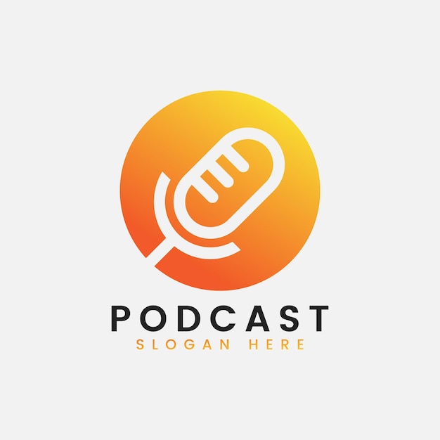 Modern gradient podcast logo design template