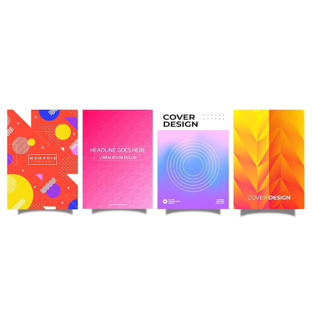 현대적 인 그라디언트 포스터 배경 터 세트 모노톤 관점을 가진 미니멀 스타일 커버 템플릿