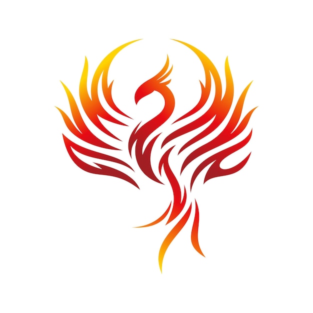 현대 그라데이션 상승 피닉스 로고 디자인 Firebird 불꽃 불 날개 벡터 아이콘