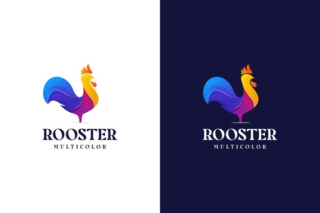 Vector modern gradient rooster logo colorful abstract