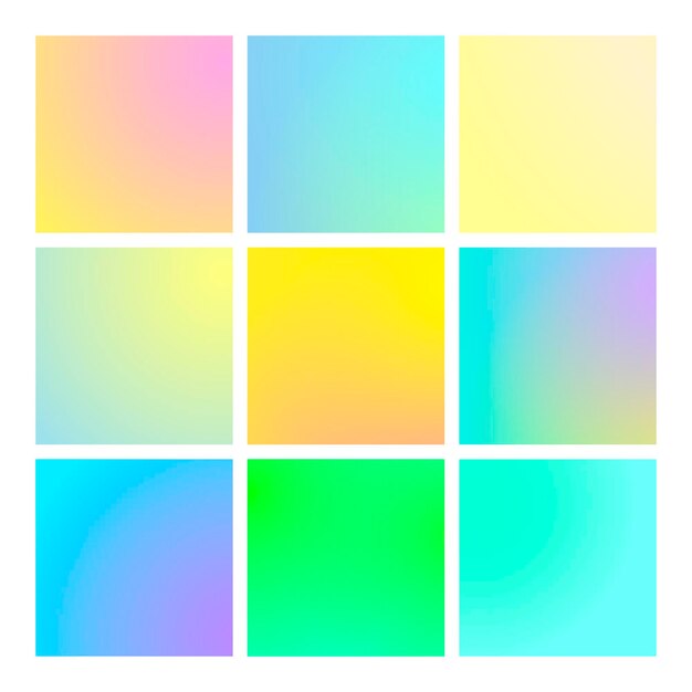 Modern gradient set with square abstract backgrounds