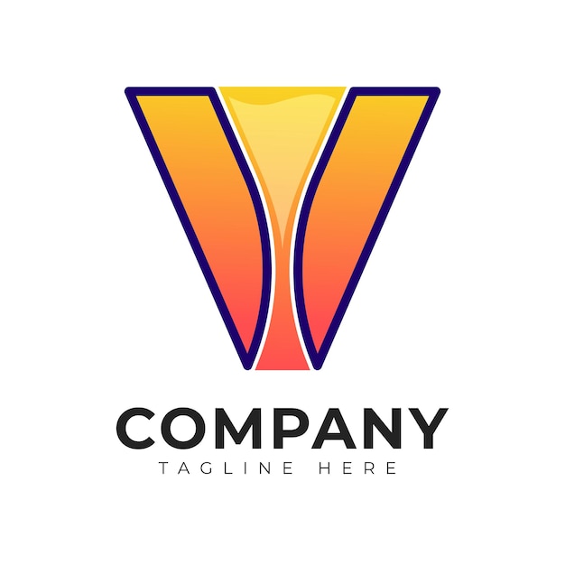 modern gradient style initial letter v colorful wine logo design template