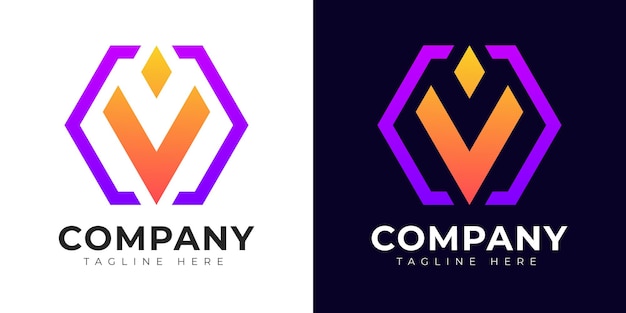 Modern gradient style initial letter v logo design template
