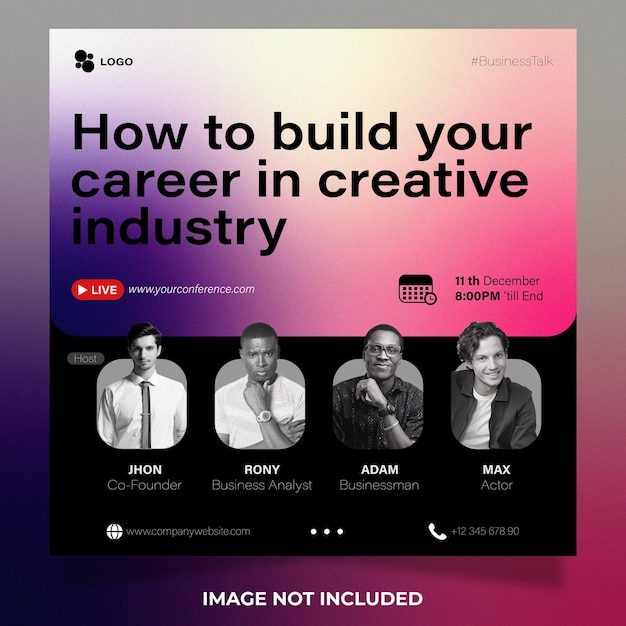 Modern gradient webinar social media template design