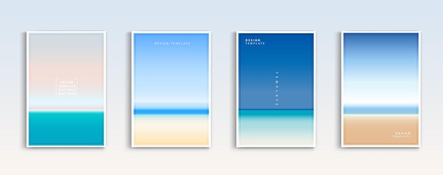 Modern gradients summer sunset and sunrise sea backgrounds vector set color abstract