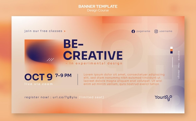 Vector modern graphic design lesson banner with soft gradient background template