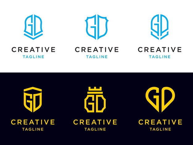 Vettore set di logo di design grafico moderno, design del logo gd inspirational per tutte le aziende. -vettore