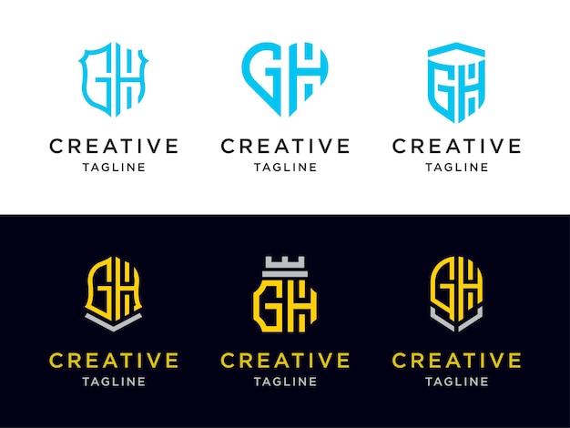 Set di logo di design grafico moderno, design del logo gh inspirational per tutte le aziende. -vettore