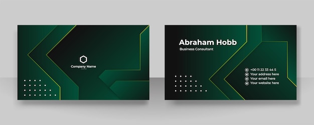 Modern green and black business card design template