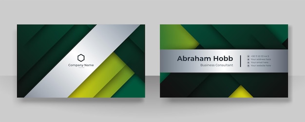 Modern green and black business card design template