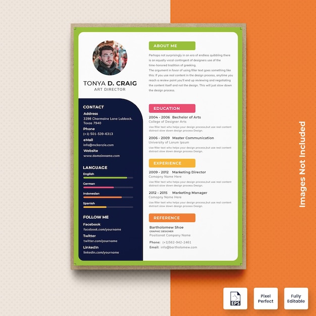 Modern Green Border CV Resume Template vector premium