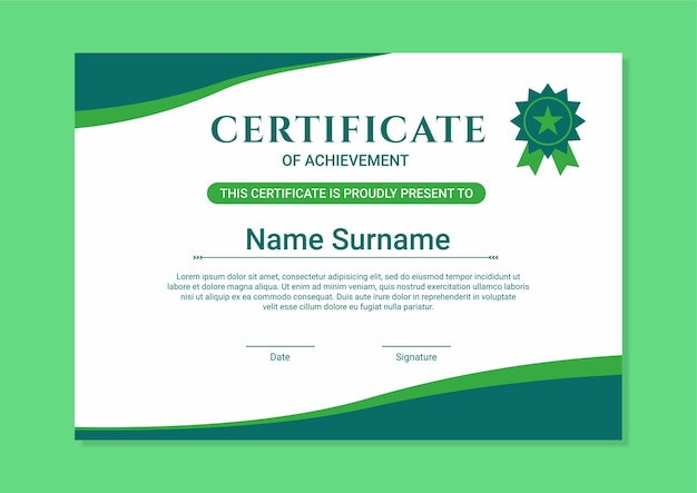 Modern green certificate template with flat design