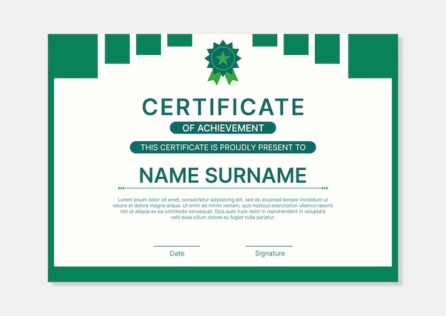 Modern green certificate template with flat design