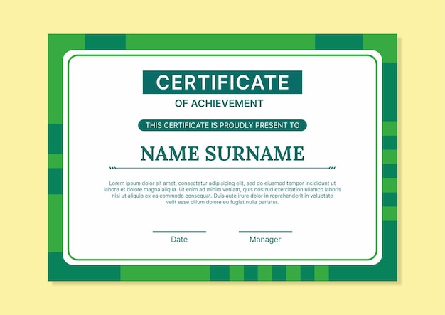 Modern green certificate template with flat design