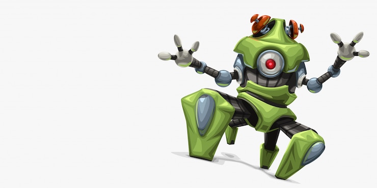 Vector modern green four leg robot