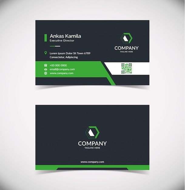 Vector modern green geometric business card template