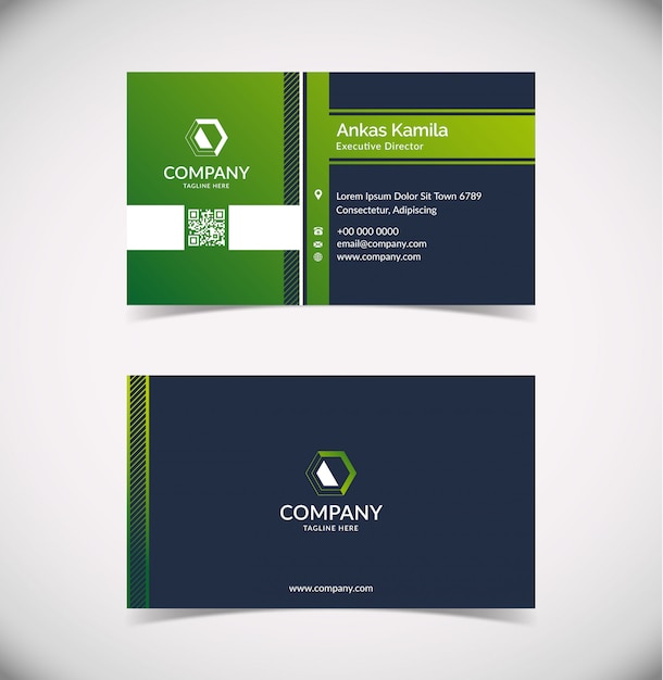modern green geometric business card template