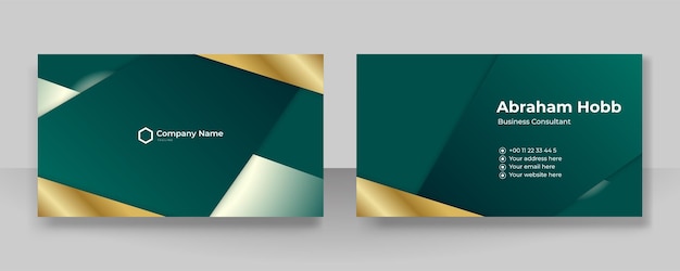 Modern Green Gold Business Card Creative and Clean Business Card Template