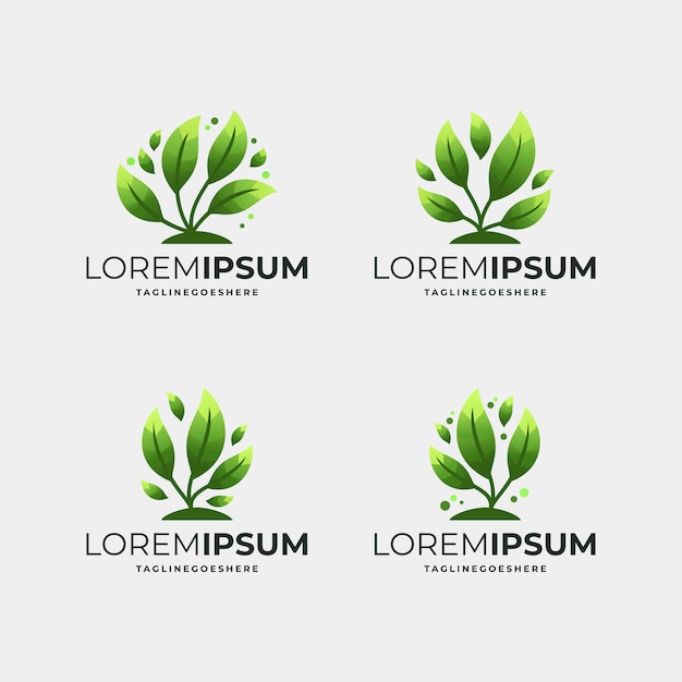 Modern green leaf logo template